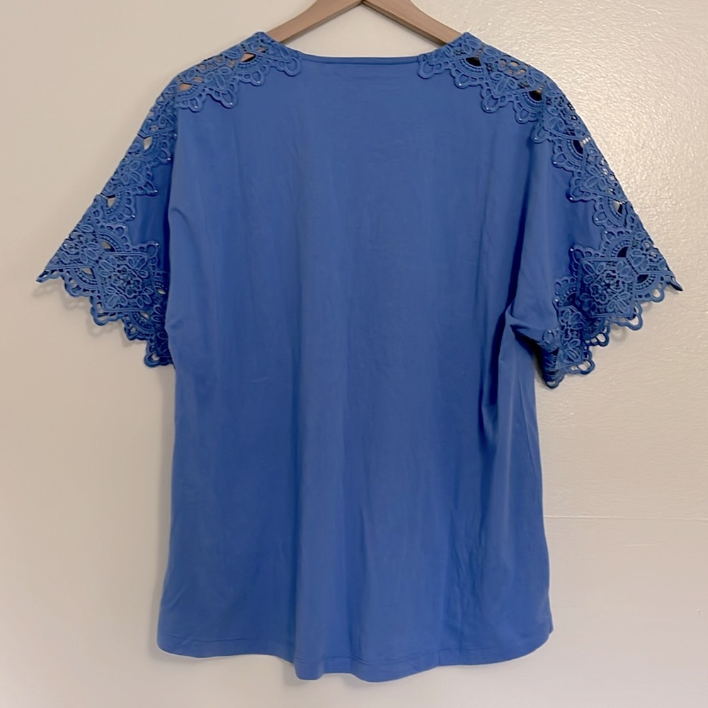 Soft Surroundings Lace-Trim ‘Sabrina Top’ in Blue Bonnet - Picture 5 of 8
